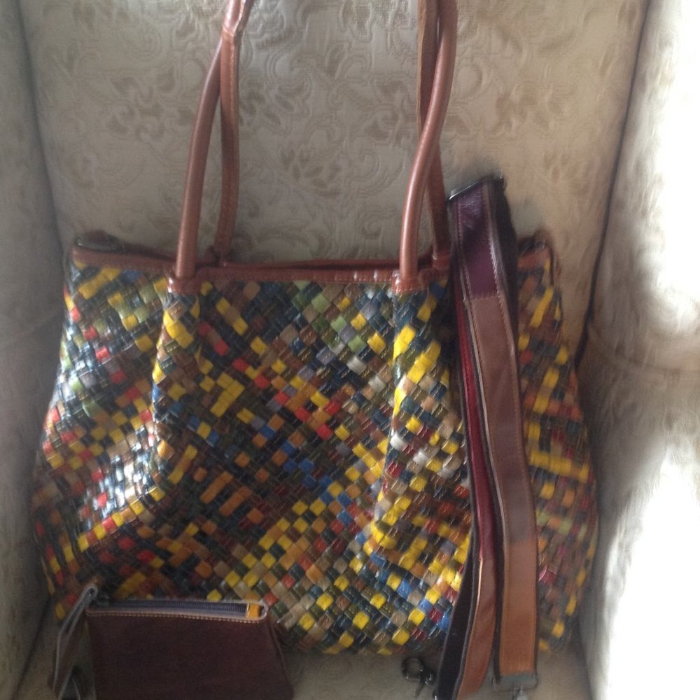 Cross Leather Patch Purse Fiesta Color